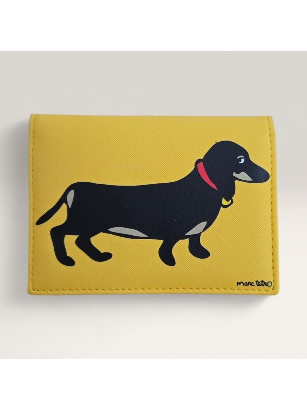 Marc Tetro Dachshund Yellow Bifold Wallet NWOT